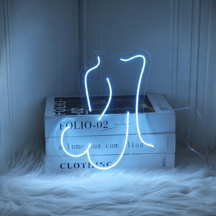 Brighten Your Space: Womans Body Outline LED Neon Sign for Home Decor, Bars, and Art Studios.