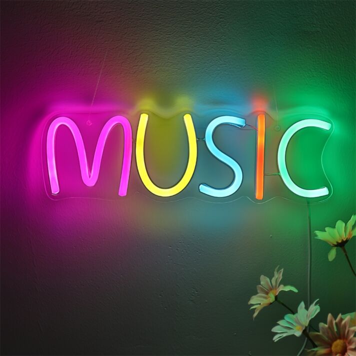 Bring Vibrant Beats to Your Space: Yellow Ice Blue Green Music LED Neon for Bars, Parties, and Home Entertainment.