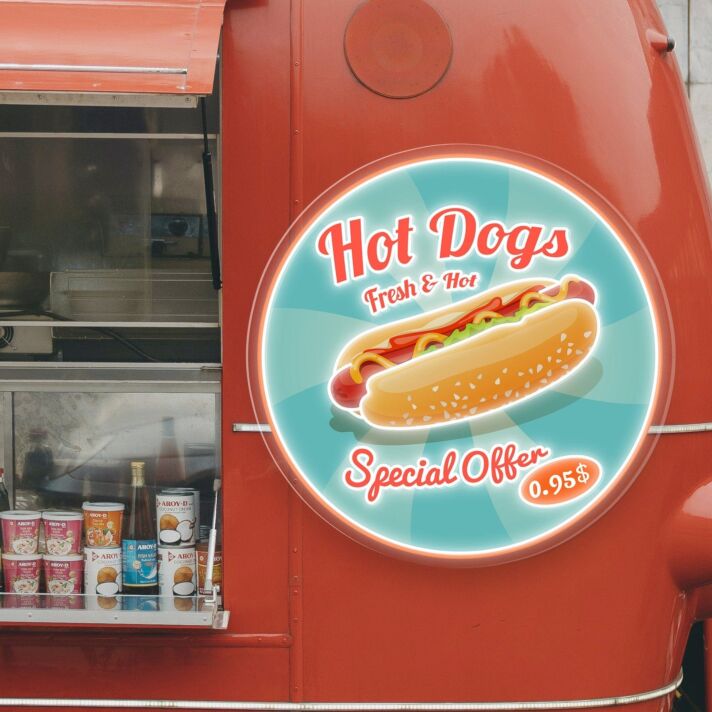 Brighten Up Your Bar, Diner, or Fast Food Joint with the Hot Dog Logo LED UV Neon Sign.