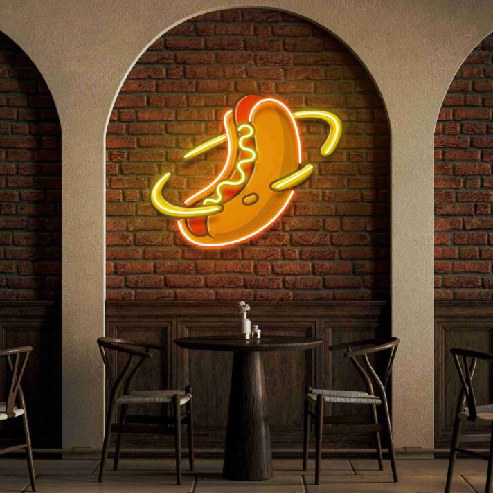 Hot Dog Planet UV LED Neon Sign for Diner & Snack Bar Decor