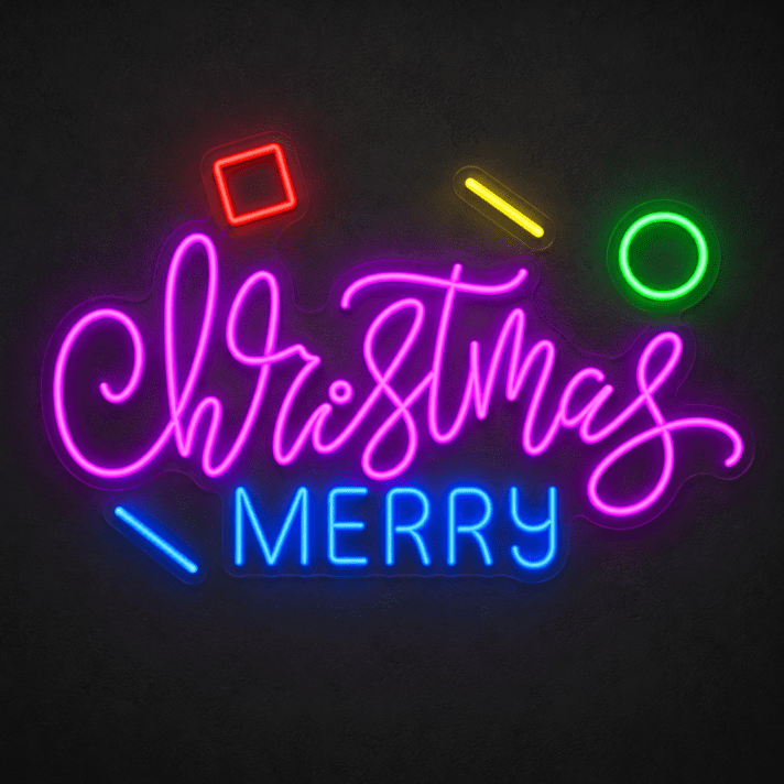 Brighten Your Holiday Celebrations and Decor: Merry Christmas With Color Bars LED Neon Sign for Home, Office, and Festive Events.