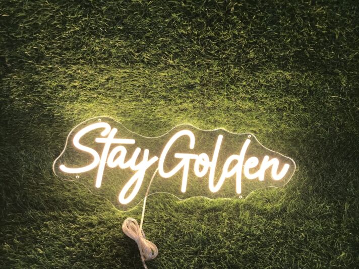 Brighten Up Your Space: Yellow Stay Golden LED Neon Sign for Home Decor, Bars, and Celebratory Events