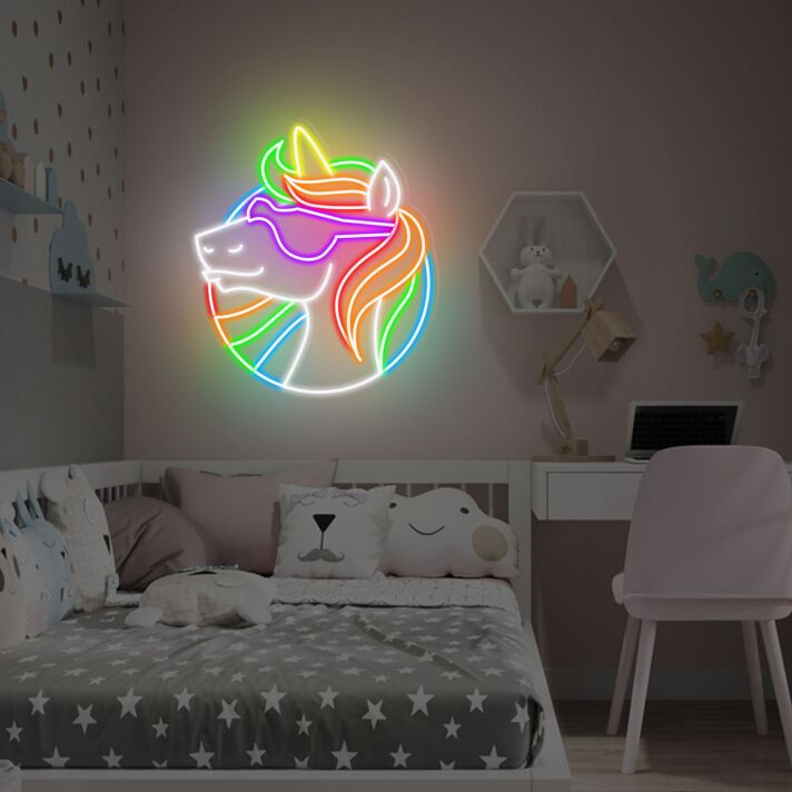 Rainbow Unicorn Head LED Neon Sign