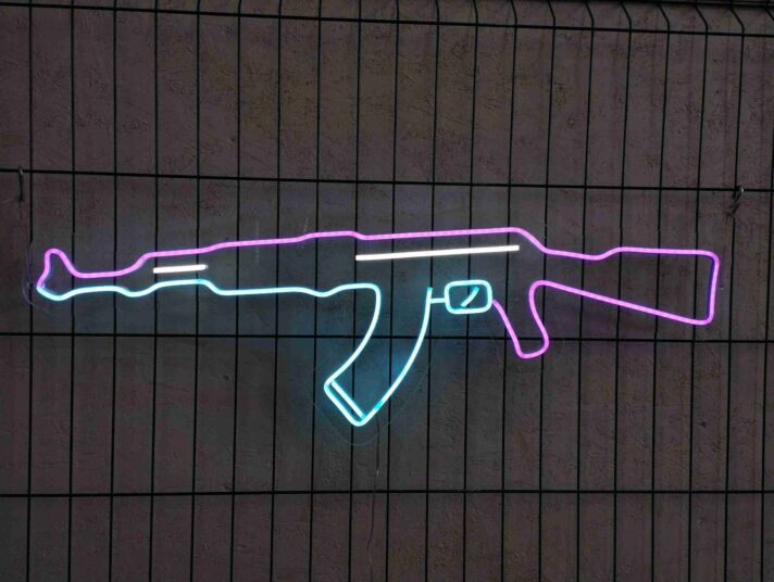 Brighten Up Your Boy's Room, Game Nights, and Man Cave with the Ak47 Light Sign Rifle Neon Sign.