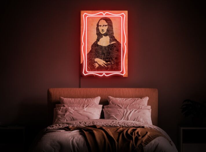 Mona Lisa in Neon Frame UV LED Neon Sign for Art-Inspired Room Decor