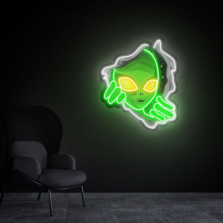 Alien Breaking Through UV LED Neon Sign for Sci-Fi Gaming Room Decor