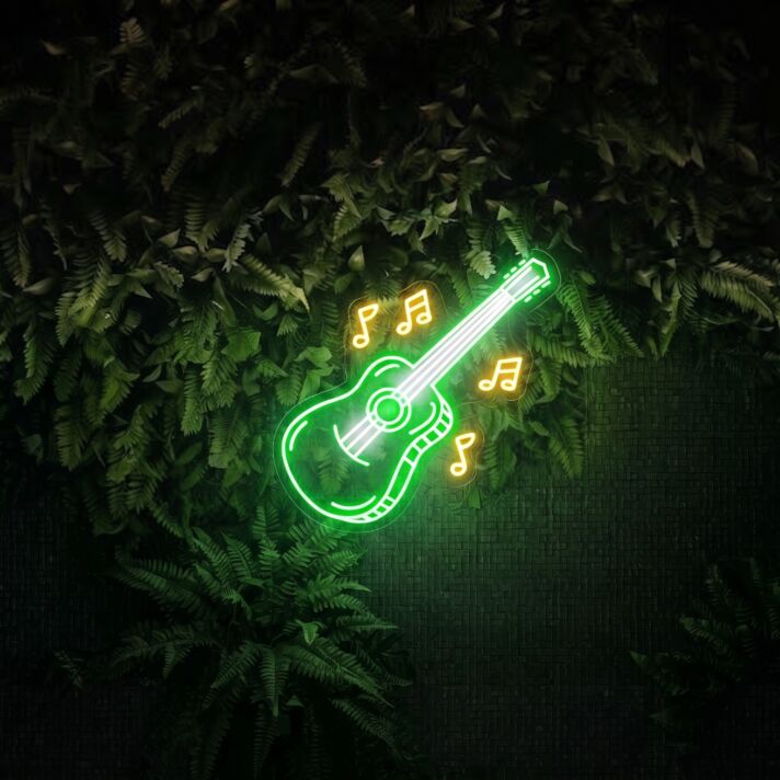 Brighten Up Your Space: Perfect for Home Decor, Office Ambiance, or as a Vibrant Addition to Bar, Pub, Club, and Live Show Settings with the Guitar Led Neon Sign Wall Art.