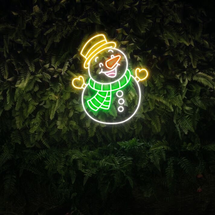 Brighten Your Festivities: Snowman Led Neon Sign for Xmas Party, Holiday Home Decor, and Perfect Christmas Gift Wall Art.