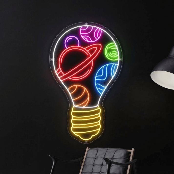 Brighten Up Your Space: Bulb Galaxy Led Neon Sign for Vibrant Home Decor, Office Ambiance, and Festive Christmas Celebrations.