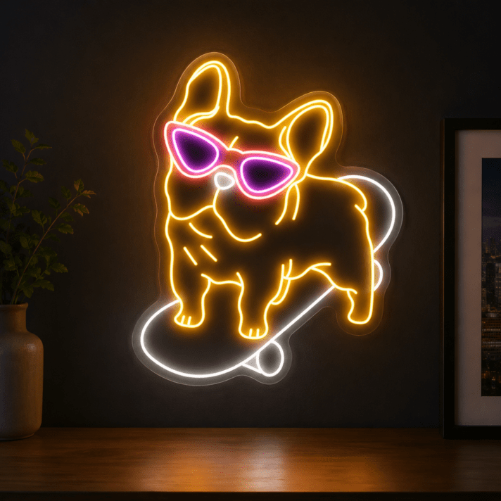 Brighten Up Your Space: Perfect for Home Decor, Parties, and Bars - Bulldog Skateboarding Led Neon Sign