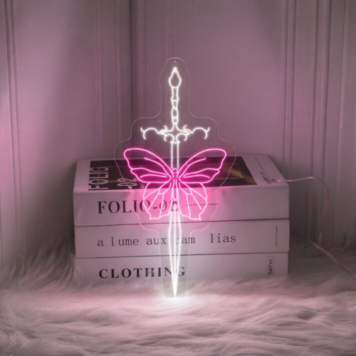Add a Glow to Your Space: Butterfly And Sword Led Sign Animal Neon Light for Bars, Clubs, Home Decor, and Celebratory Events.