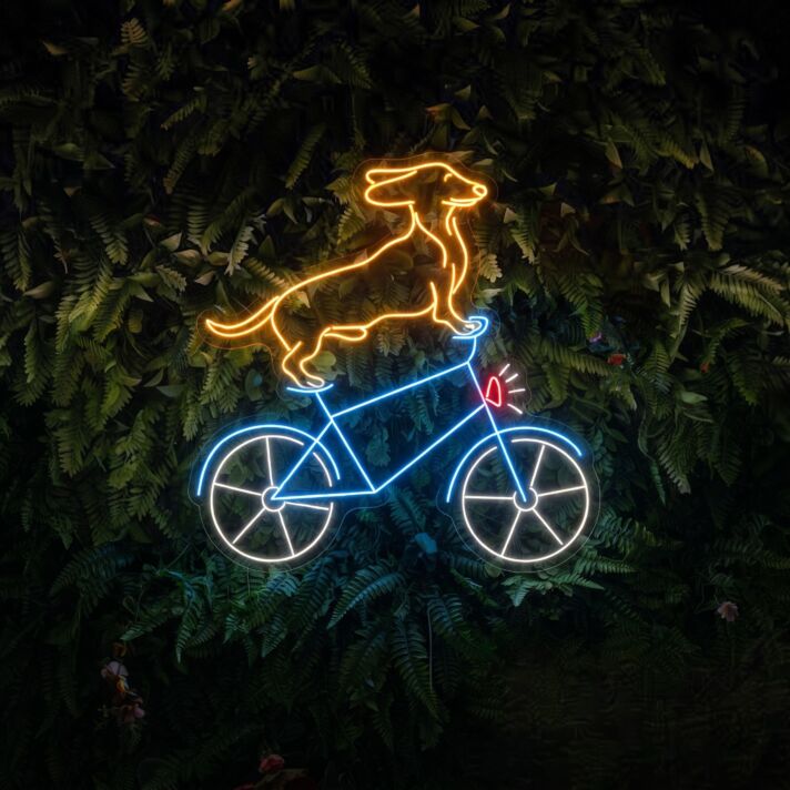 Brighten Your Home, Bar, and Storefront with the Whimsical Cute Dachshund Riding Bike LED Neon Sign Dachshund Butt Neon Light Decor.