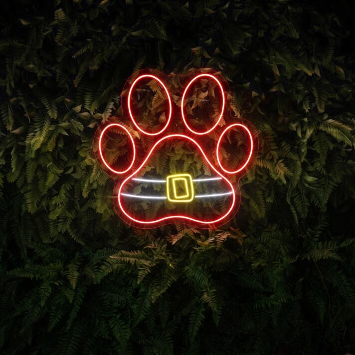 Bring Festive Joy to Your Home or Office with the Dog Paw Christmas Belt LED Neon Sign – Perfect for Holiday Decor and Celebrations
