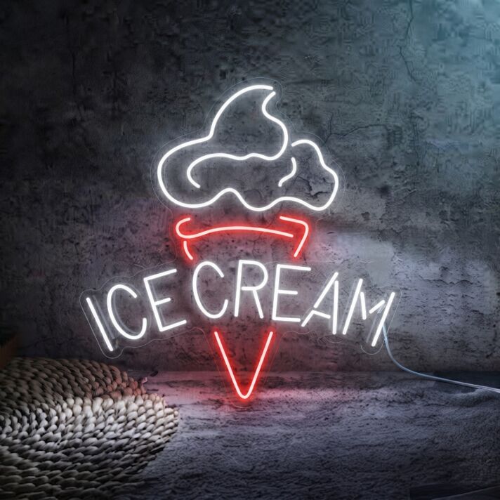 Add a Sweet Glow to Your Space: Ice Cream Neon Led Light, Perfect for Cafés, Dessert Parlors, and Playful Home Decor.