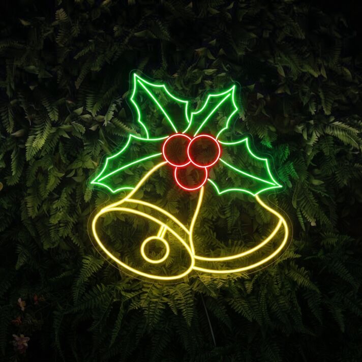 Add a Festive Spark to Your Holiday Decor, Office, or Storefront with the Jingle Bells Christmas Led Neon Sign.