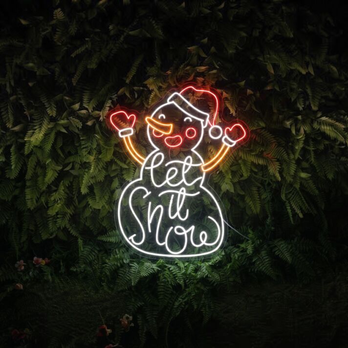 Add a Festive Glow to Your Holidays: Let It Snow Snowman Led Sign Christmas Neon Light for Perfect Home, Office, and Party Decor.