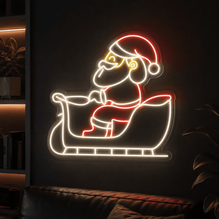 Santa Claus With Sleigh Led Neon Sign Christmas Decor