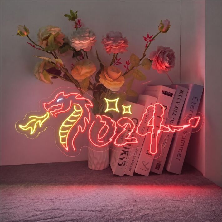 Year Of The Dragon New Year Celebration Room Wall Christmas Led Neon Decor