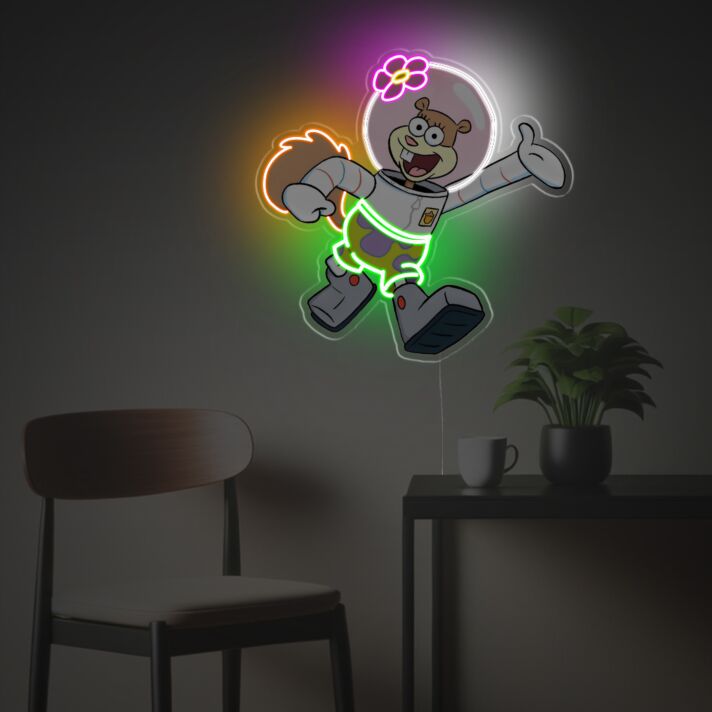 Excited Sandy Cheeks LED Neon Acrylic Artwork