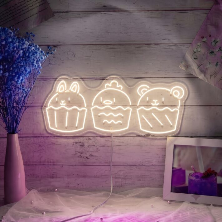 Animals Friends Cupcake Neon Sign Neon Light Signs Custom For Wedding Bar Party Cafe Decoration