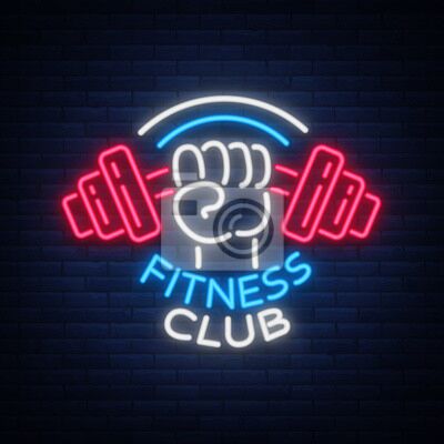 Hand Carrying A Barbell Neon Sign For Gym And Fitness Club