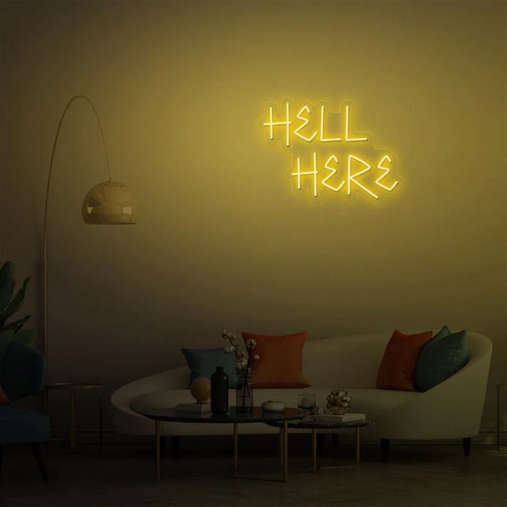 Hell Here Neon Sign Yello Neon Art Wall Decor