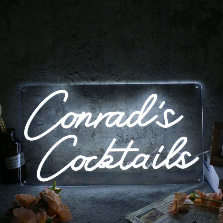 Conrad's Cocktails White Neon Sign