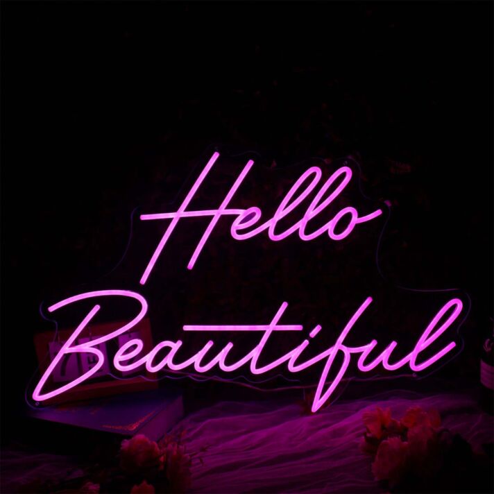 Hello Beautiful Purple Neon Sign