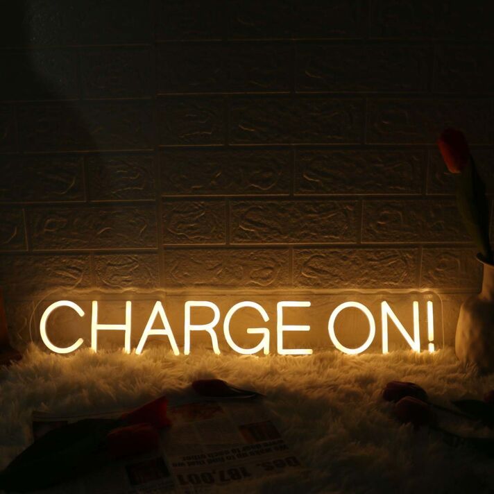 Charge On Yellow Neon Sign