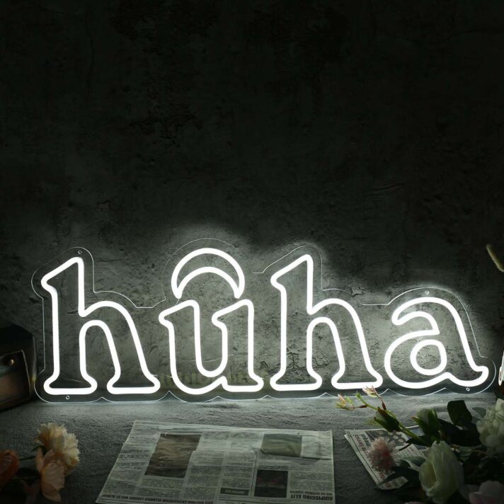 Huha White Neon Sign