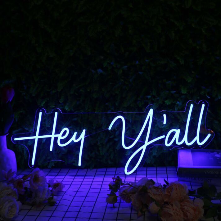 Hey Y'all Blue Neon Sign