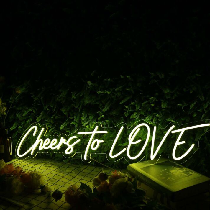 Cheers To Love Yellow Neon Sign