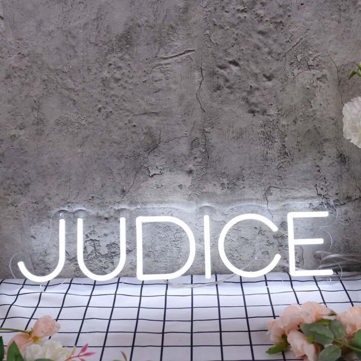 Judice White Neon Sign