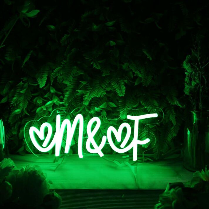 M And F Green Neon Sign