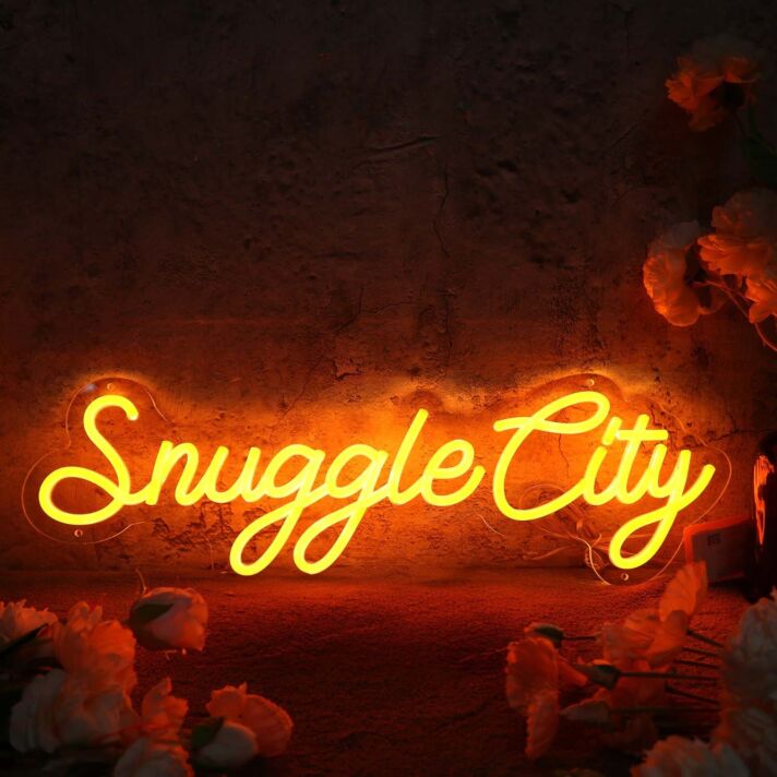 Snuggle City Orange Neon Sign
