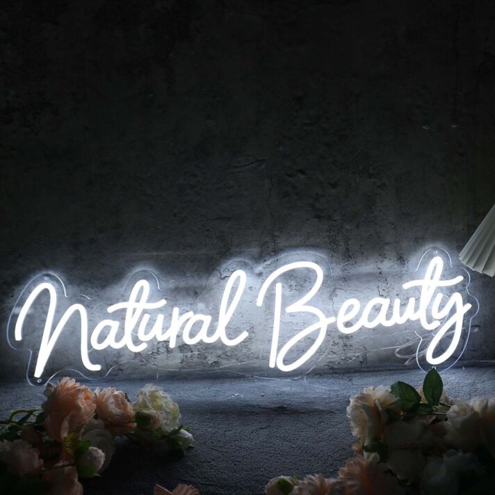 Natural Beauty White Neon Sign