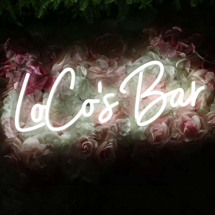 Locos Bar White Neon Sign