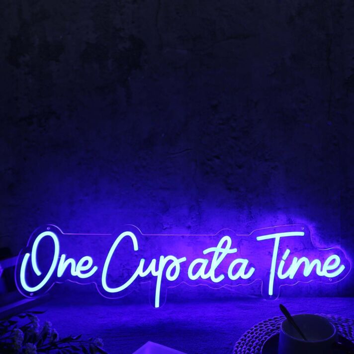 One Cupata Time Blue Neon Sign