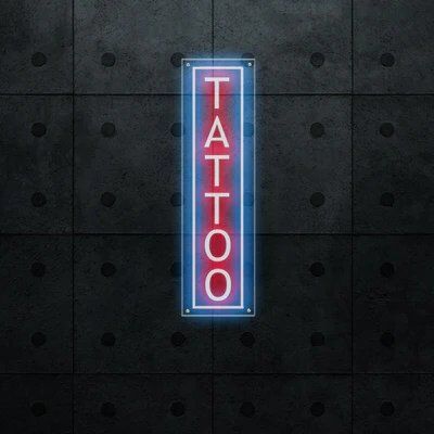 custom  red and deep blue 25" Vertical Tattoo LED Neon Sign