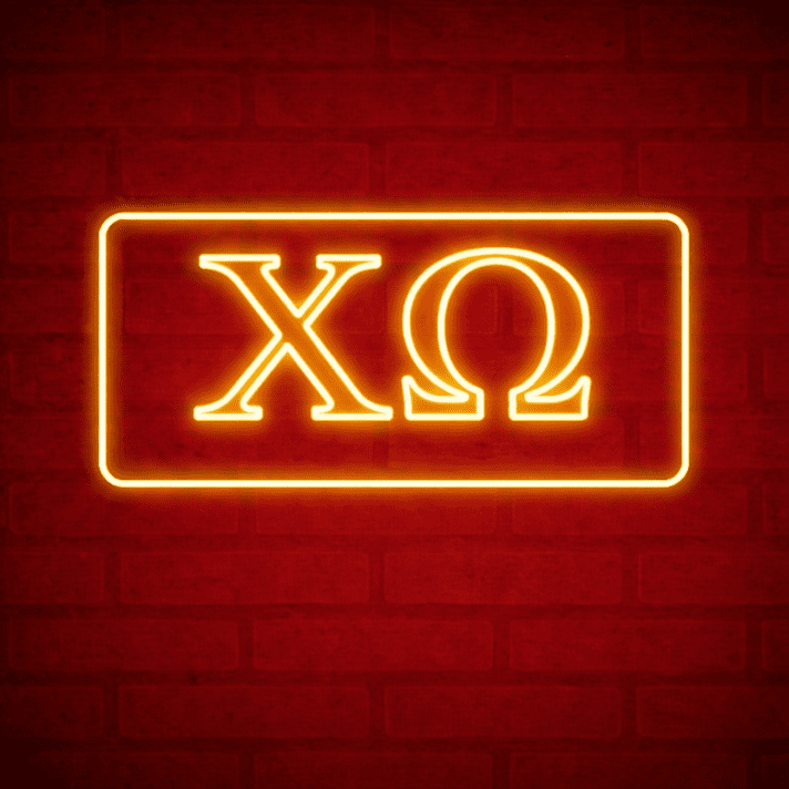 Chi Omega ΧΩ LED Neon Sign Celebrating Sisterhood and Service