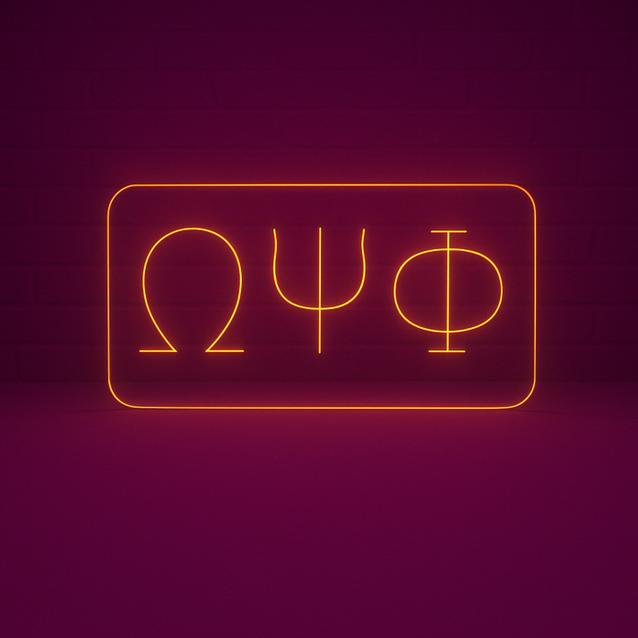Omega Psi Phi ΩΨΦ LED Neon Sign Celebrating Friendship and Brotherhood