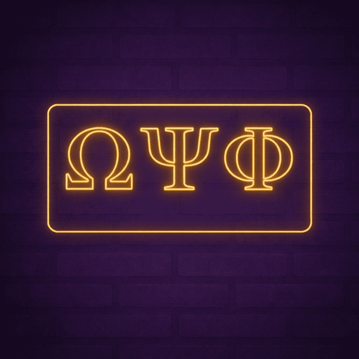 Omega Psi Phi ΩΨΦ LED Neon Sign Celebrating Brotherhood and Service