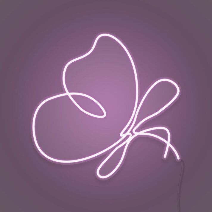 Butterfly Doodle Aesthetic Neon Sign