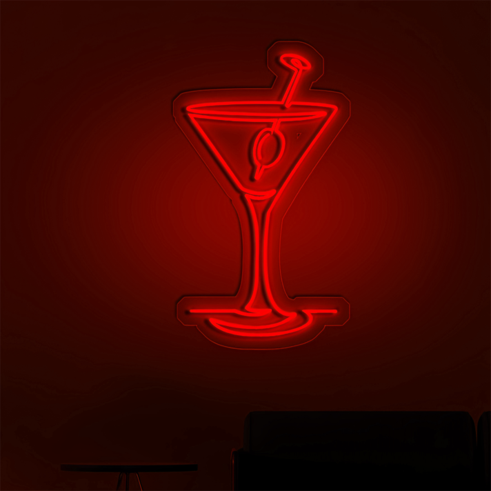 Cocktail Glasses Bar Neon Signs
