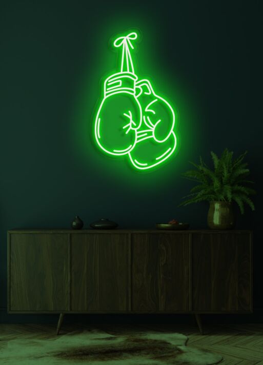 Boxing Gloves Neon Fighting Spirit Illuminated