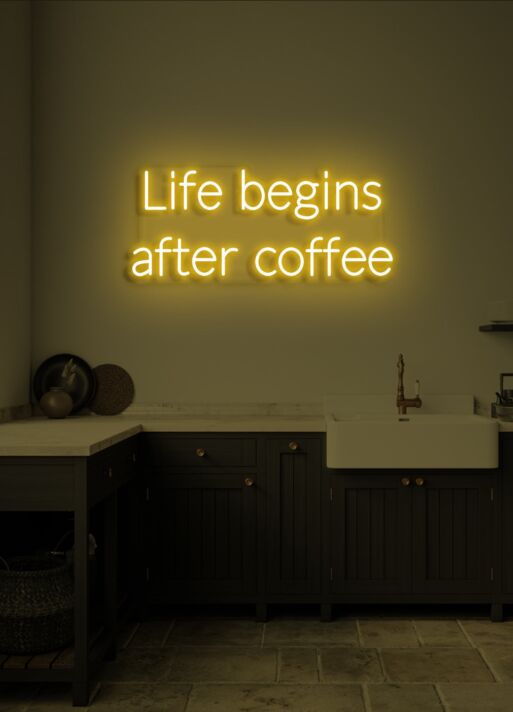 Life Begins After Coffee Neon Humorous Ode to Coffee Lovers Everywhere