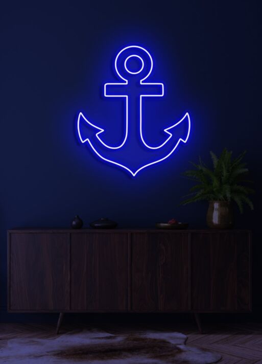 Anchor Neon Illuminating Stability and Strength, Perfect for Nautical Themes