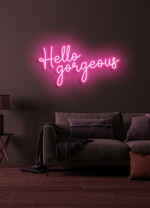 Hello Gorgeous Neon Flattering Greeting in Light