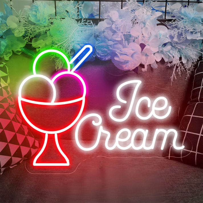 Customize Creamy Delight Ice Cream Cup Neon Sign