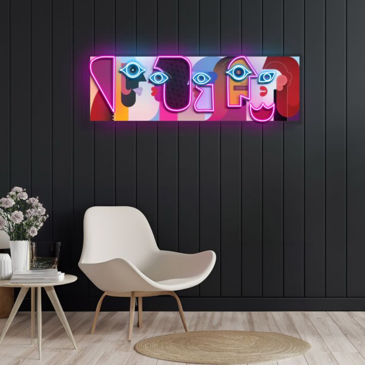 Five Faces Neon X Acrylic Artwork